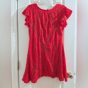 Free People Red Dress with Embellishments
